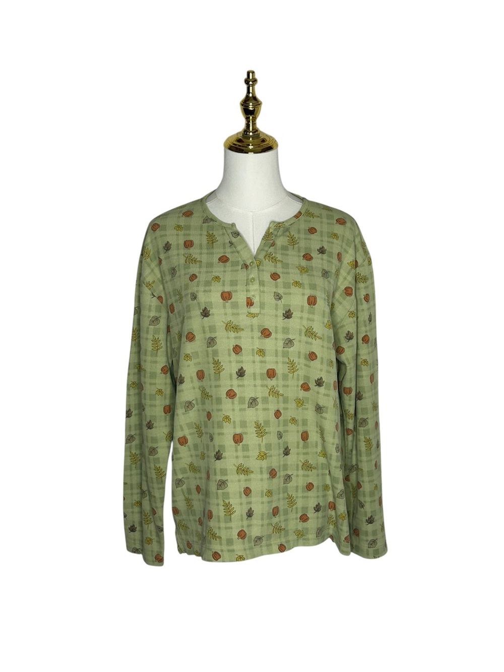 Mountain Lake Vintage Sage Green Long-Sleeve Cozy Autumn Shirt Sz L Cabincore